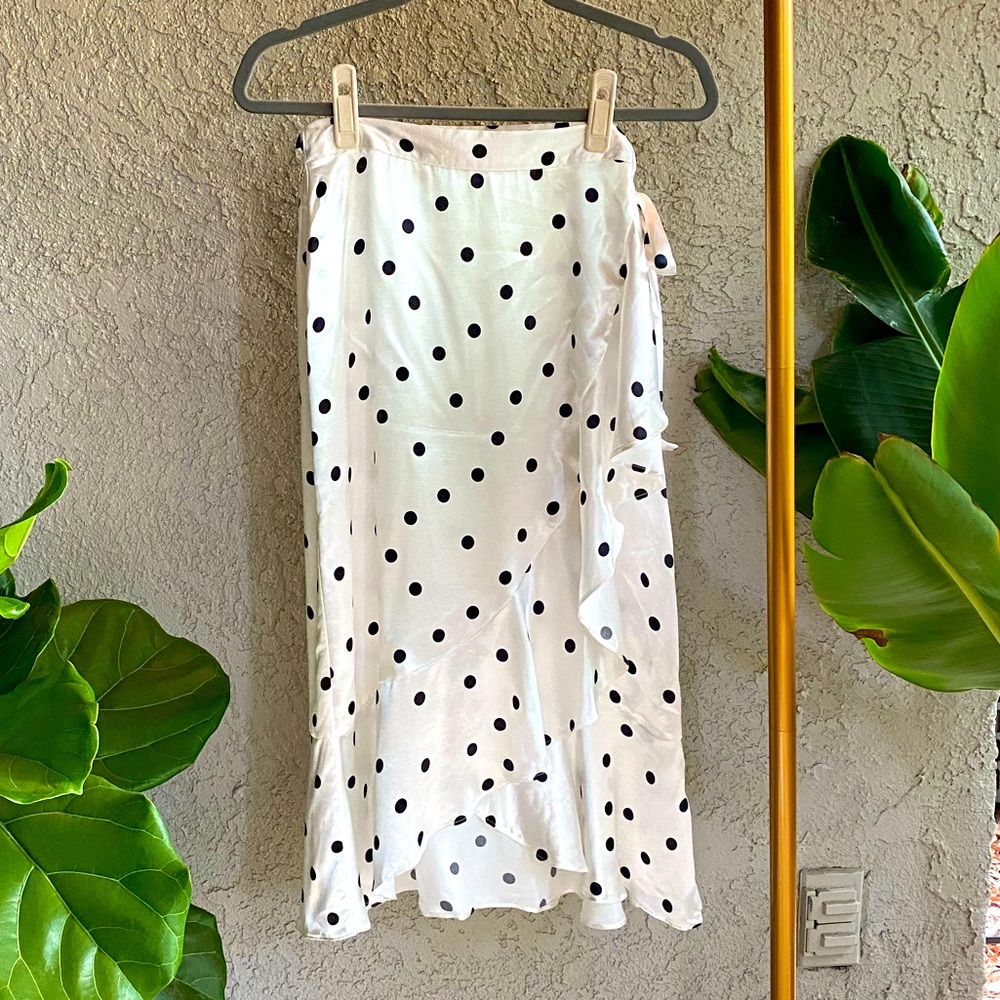Topshop Polka Dot Wrap Midi Skirt, 4
